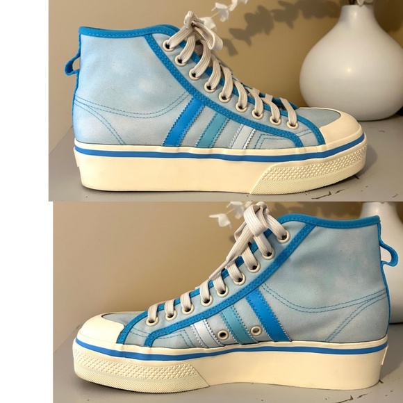 LikeNew! adidas Parley Nizza Platform Mid  Almost Blue Sneakers Women's Size 8.5 - Picture 9 of 15
